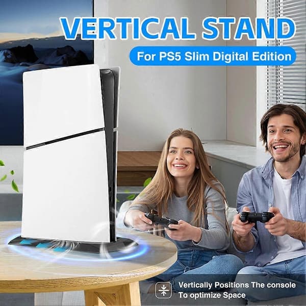 Lodret stativ til PS5 Slim-konsol Kølebeslag Baseholder til Slim-tilbehør med indbyggede køleventiler Sort Black