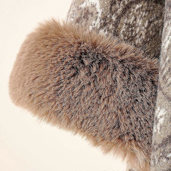 Vinter Vintage Poncho Kapper Hættetrøje Tæppe Sjal Wrap Varmende Frakke Trim Hætte Poncho Faux Pels Kappe Wrap Sjal Frakke Brun
