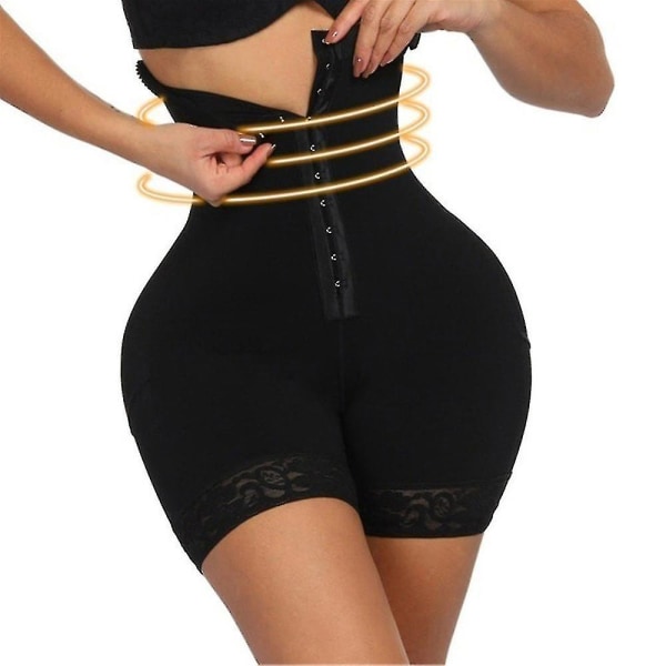 Naisten Butt Lifter korkea vyötärö Tummy Control Shortsit vyötäröä muotoileva vaatteet musta M