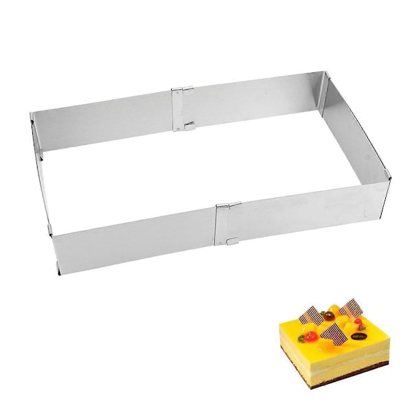 Justerbar Mousse Ring Bageform Dessert Bageværktøj Rustfrit Stål DIY Kagedekorationsform Firkantet Kageform