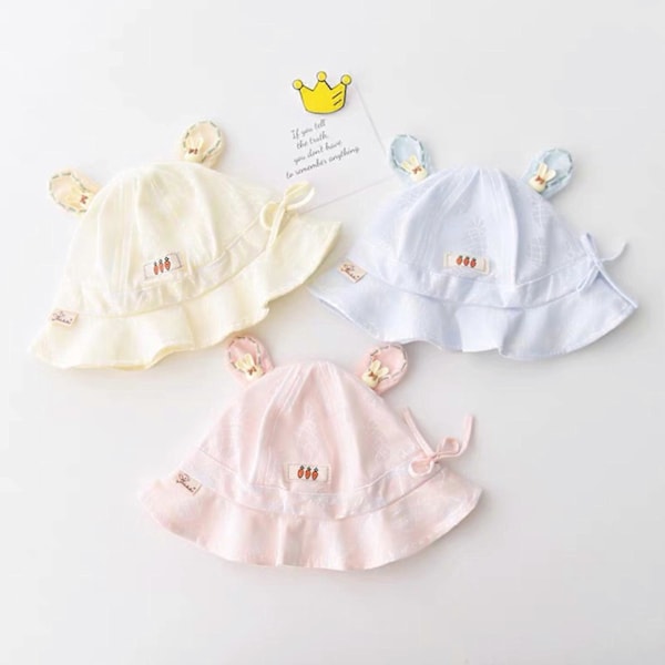 Baby Fiskarhatt Bredbrättad Hinkhatt för Spädbarn Flickor Pojkar Solskydd Söt Öronhatt Slapp Hatt Nyfödda Tillbehör Rosa