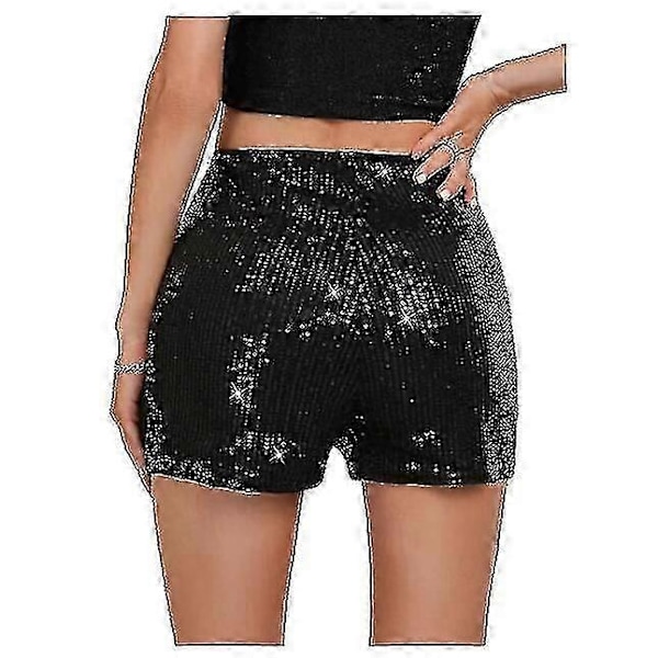 Paljettshorts för damer, hög elastisk midja, glittershorts för fest