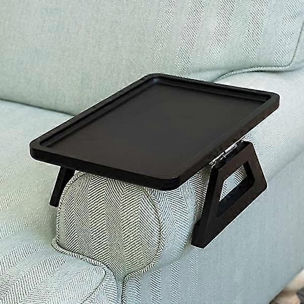 Armbord med klips for sofa, armbrett for sofa Black