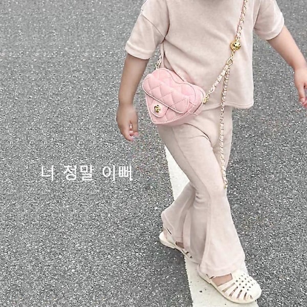 Små Piger Crossbody Tasker Småbørn Mini Sød Prinsesse Håndtasker Skuldertaske Messenger Taske til Børn, Mini Møntpung Hjerteformet pink