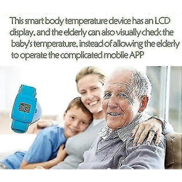 LCD Bluetooth Termometer til Børn, Digital Febertermometer Brugt med Mobil App Børn Bær Smart Bluetooth Kropstemperatur Overvågning Armbånd