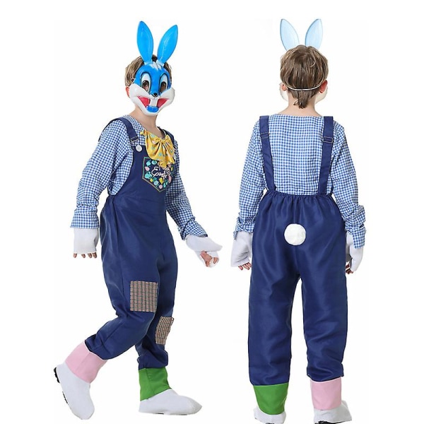 Karneval Halloween Påskehare Maskot Kostume Unisex Forælder Barn Uhyggelig Rollespil Cosplay Fancy festkjole Boy L