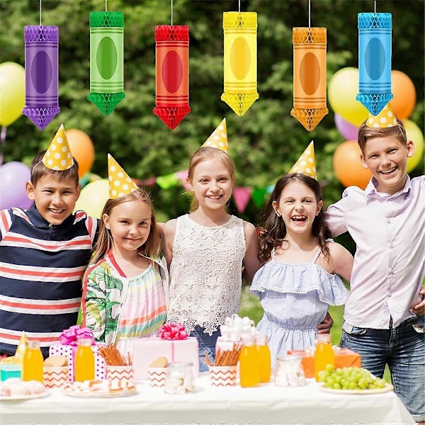 12 st Tillbaka till Skolan Party-Dekorationer Kritor Klassrum Takdekoration Papperslyktor Hängande Honungskaka