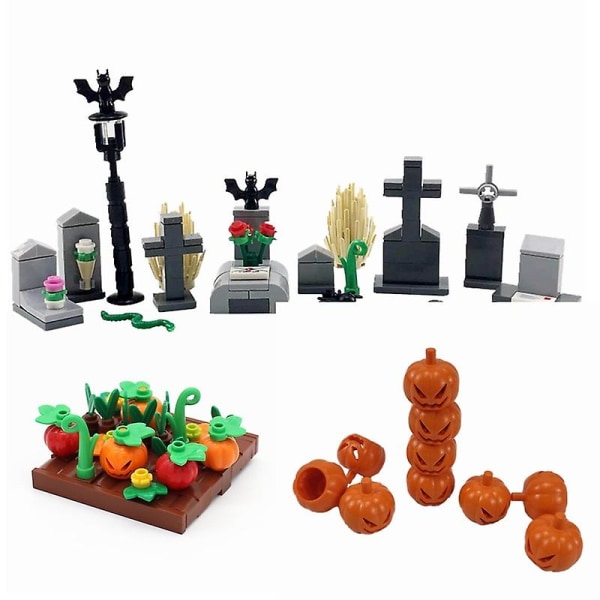 Moc Halloween Gravsten Græskar Edderkop Model Byggeklodser Legetøj Til Børn Halloween Gaver Legetøj Diy Block 10LPJ039