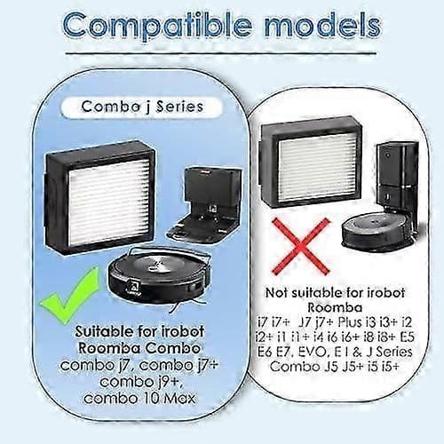 (7 stk.) Combo 10 Max højeffektivt filter kompatibelt med iRobot Roomba Combo j7+/ j7/ j9+/ 10 Max robotstøvsuger erstatning