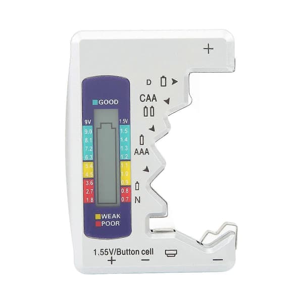 Digital Batterikapasitetsmåler Tester Universal D C N AAA AA 9V 1.5V Knappcelleanalysator Sølv