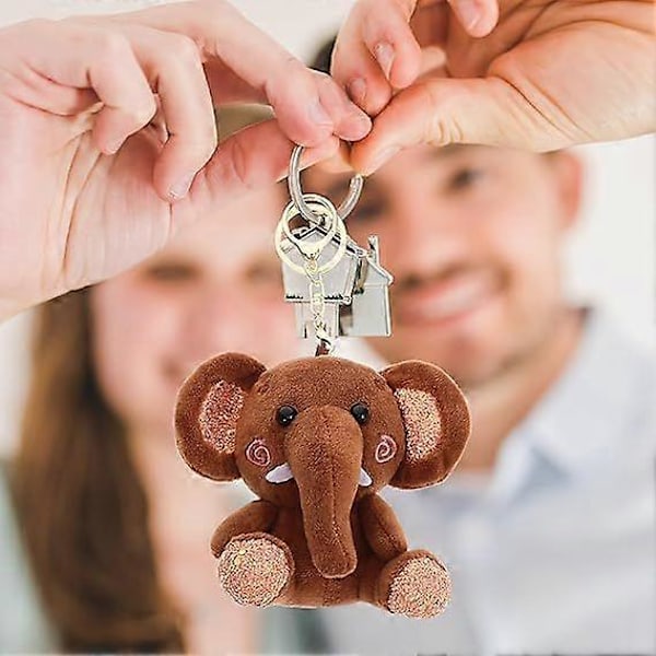 Plys Blød Elefant Dukke Nøglering Vedhæng Nøglering Nøglekæde Til Taske Bilnøgle