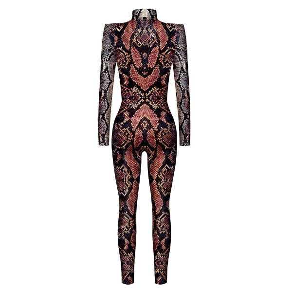 Dame Jumpsuit For Halloween Party 3d Snake Print Bodysuits Cosplay Print Costume Stretch Skinny Catsuit Overall M