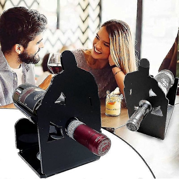 Enkel Flaskhållare för Vin, Kreativ Rolig Vinställ Dekoration för Vuxna, Vinförvaring Flaskhållare Ställ för Kök Camping Bar