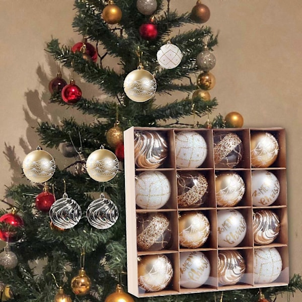 16x Julekuler Ornamenter Juletre Dekor Festartikler Sjarm Anheng Julekuler Bulk for Hjemmefest Jubileum
