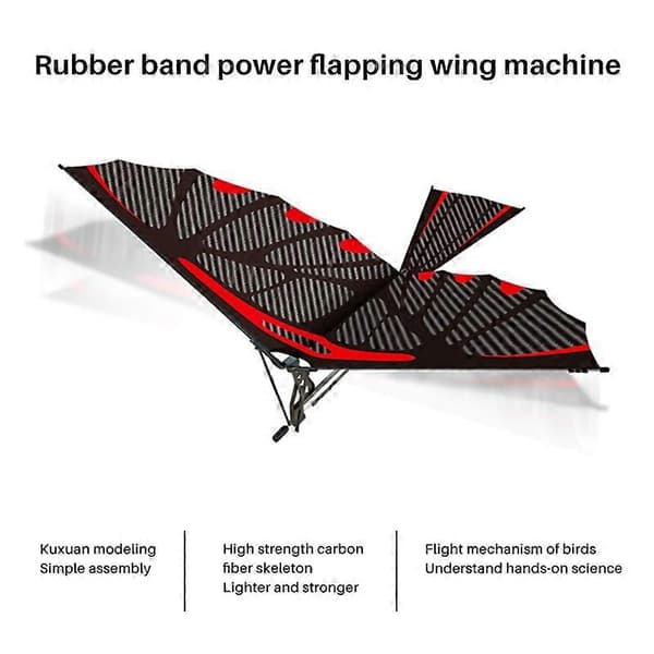 Kulfiber Model Flymonteringssæt Flappende Vinge Fly DIY Model Fly Pterosaur Gummibånd