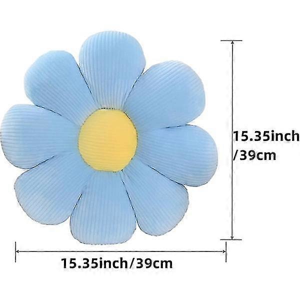 2 blomkuddar (39 cm, vit+blå) - blå & vit prästkrage