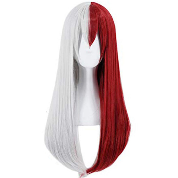 My Hero Academia Todoroki Shoto Cosplay Puolivalkoinen Puolipunainen Pitkä Suora Peruukki Synteettiset hiukset Peruukit Lahjat