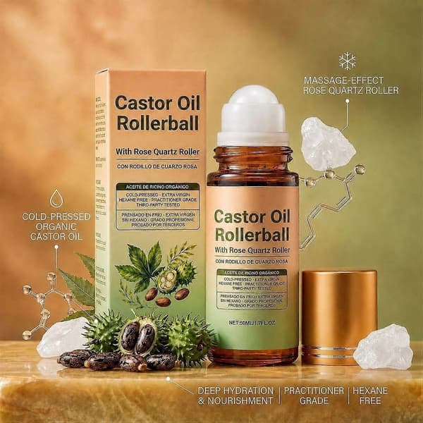 Kaldpresset lakserolje-roll-on med rosenkvarts, 50 ml 2PCS