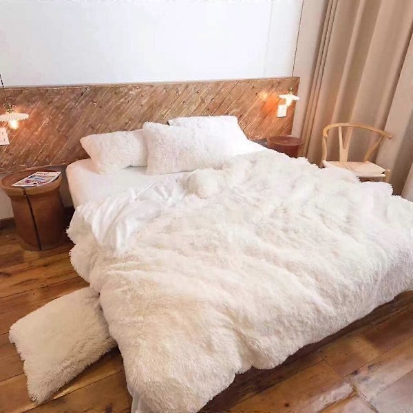 Erittäin pehmeä fleecepeitto 80*120cm pitkäkarvainen ylellinen lämmin sohva- ja sänkypeitto (kermanvalkoinen)