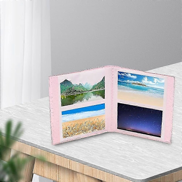 PVC plastlomme 3 tommers personlig fotoalbum (rosa + hvit) 2 stk