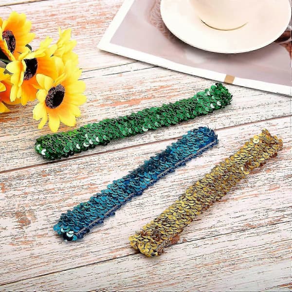 6 Stykker Sekvens Hodebånd Sports Glitter Hodebånd Elastisk Glitrende Bling Sport Hodebånd