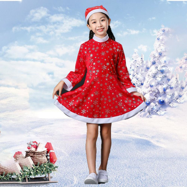 Jul Drenge Piger Fem Point Star Decors Outfit Sæt Jul Festlig Rød Julemand Cosplay Kostume Fancy Dress Girls 3-4Y