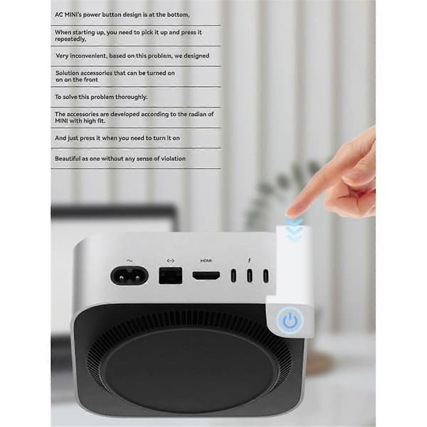Strömknapp för Mac Mini M4 Toppbrytare Tryckknapp Förlängare för Mac Mini M4 Datortillbehör