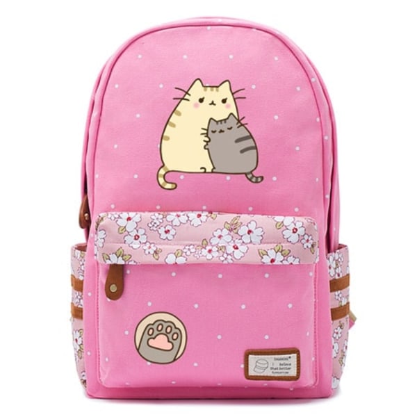Fat cat mochila söt canvasväska kawaii ryggsäck ungdomsaxelväska style 12