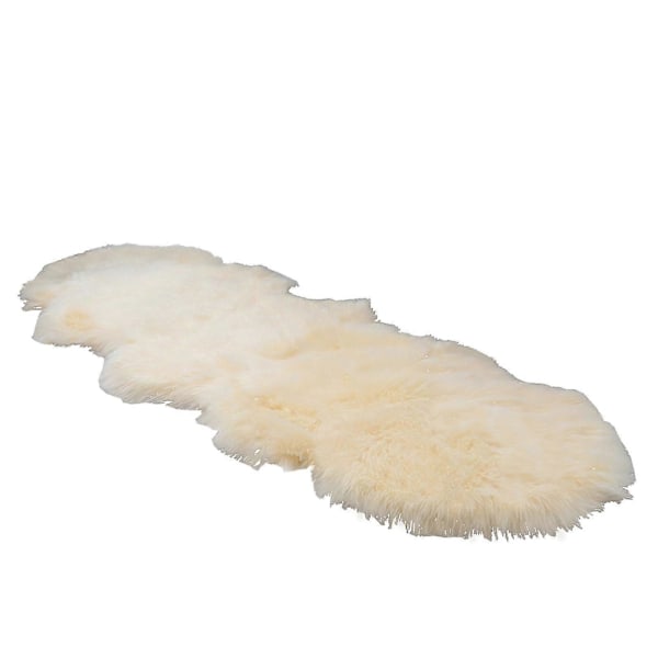 Klassisk Mjuk Fuskfårskinnsmatta Vit Fluffig Ryamatta Shaggy Matta Mattor för Sovrum Vardagsrum, 100% Ny