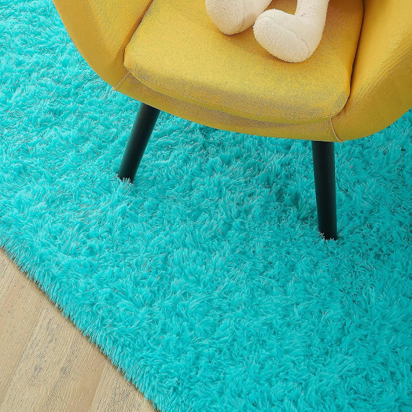 Tflycq-pehmeät fluffy-alueen matot, jotka yhteensopivat makuuhuoneen lastenhuoneen pehmoisen pörröisen lastenhuoneen mattojen karvaisten mattojen kanssa, yhteensopivat poikien tyttöjen kanssa, korkeakoulun asuntola Blue Teal 2.6 *5.2 Feet