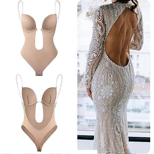 Selkää paljastava vartalonmuokkausliivi, Shapewear U-kaula-aukko, Push Up -rintaliivit naisille