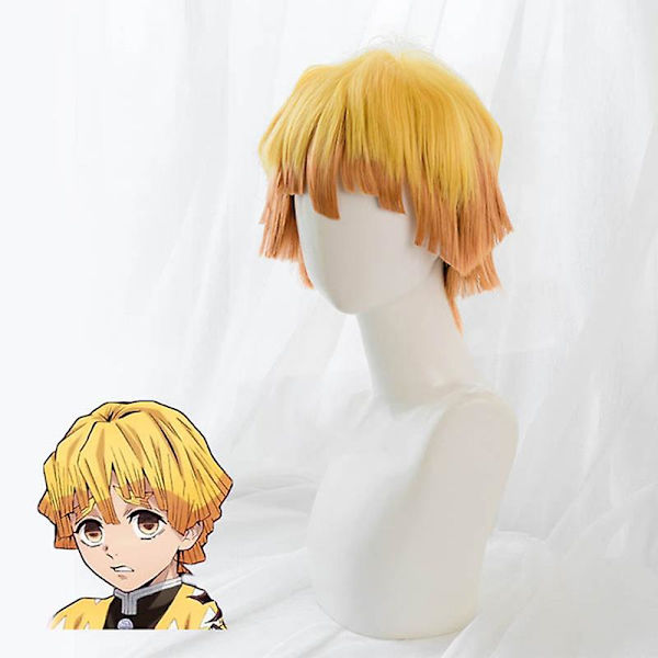 Demon Slayer Agatsuma Zenitsu Cosplay Kostym Anime Kimetsu No Yaiba Zenitsu Peruk Vuxen Barn Kimono Uniform Halloween Kostym style1 M