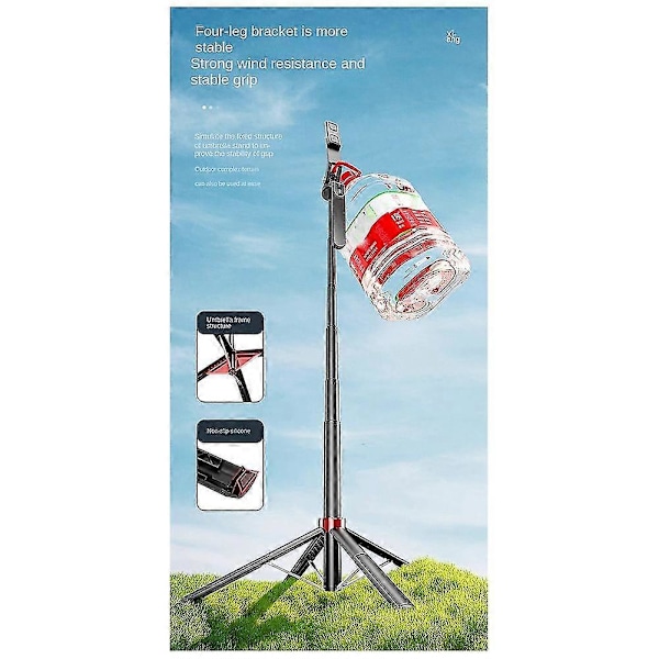 P185 Aluminiumlegering 1,6 m Håndholdt Stabilisator Gulv Teleskopstang Quadrupod Mobiltelefon Bluetooth Selfie Stick-b