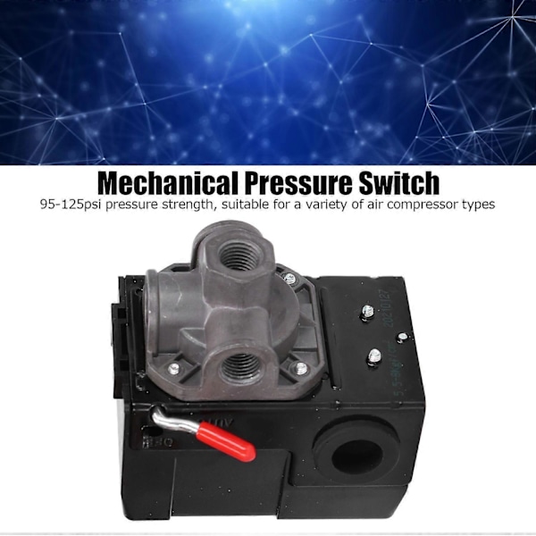 Trykkontakt 4 Hull 4 Vejs Mekanisk Kontaktstyring til Luftkompressor 220V 20A 95‑125PSI