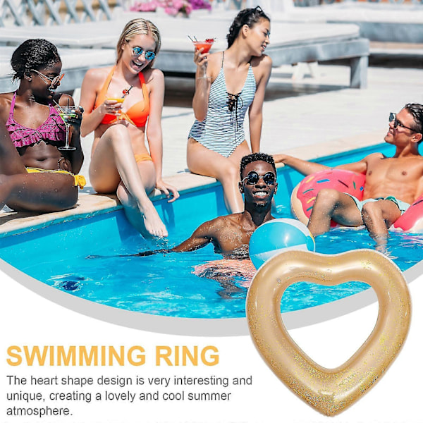 Hjärtformad Badring Pool Float Ring Uppblåsbar Badring Flytleksak