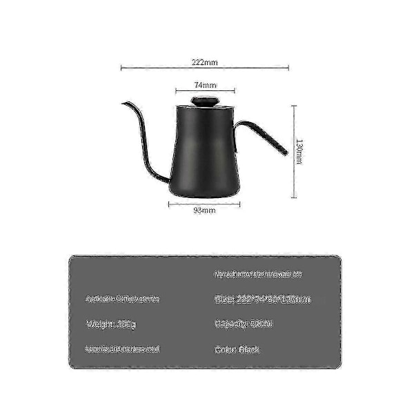 550ml Rostfritt Stål Kaffedroppskanna Med Termometer Svanhals Häll Över Kaffe Tekanna Kaffe