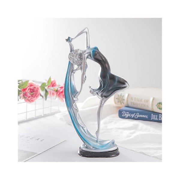 Kvinna Resin Figurin Matbordsdekoration Vacker Flicka Fin Staty Modern Heminredning Blå