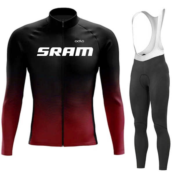 SRAM Pro Autumn Cycling Jersey Sæt Cykel Sportwear Suit MTB Uniform Ropa Ciclismo Road Bike Tøj Bicicleta Lange Bib Bukser Lavender L