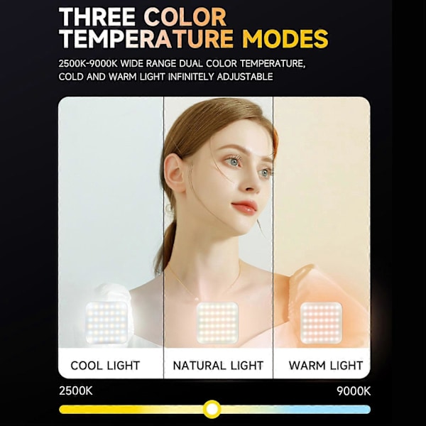 Mini RGB Täyttövalo LED Videovalo 2500K-9000K Himmennettävä 8 Kohtauksen Valotehostetta Videoneuvotteluun L