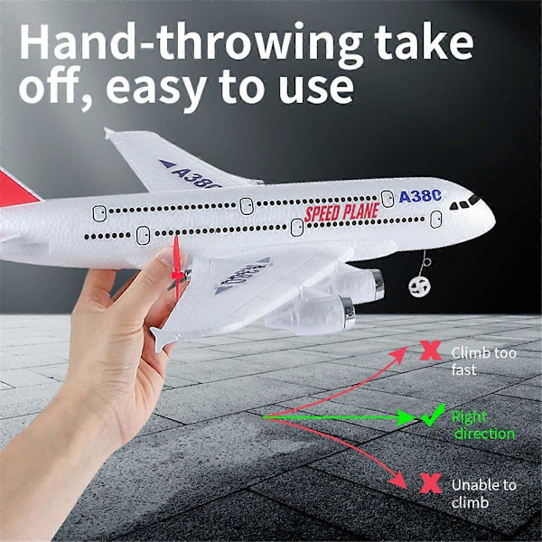 A380 RC Flygplan 2.4G Fjärrkontroll Leksak Fast Vinge Plan Gyro