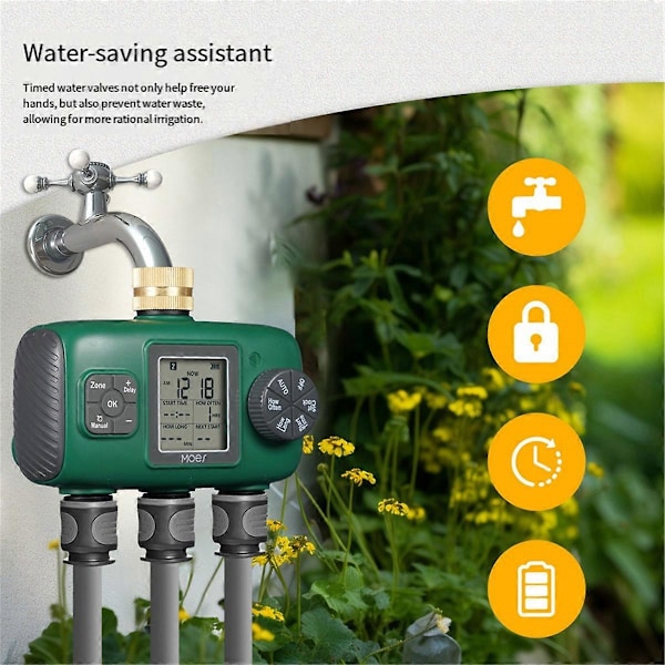 2025 3-Udgangs Automatisk Vandtimer Havevanding Vandingssystem Uafhængig Kontrol Sprinkler