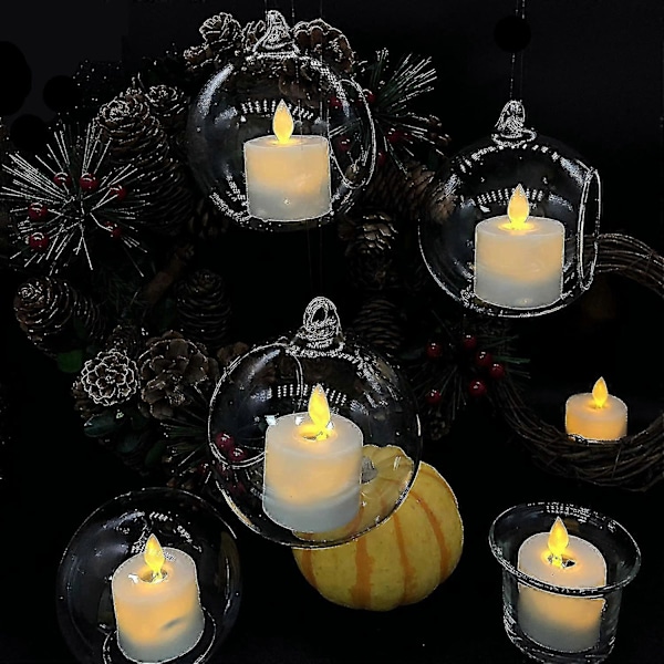 Batteridrivna Flamfria Falska Värmeljus 12 st, Blinkande Rörlig Veke LED Värmeljus Jul Halloweenfest