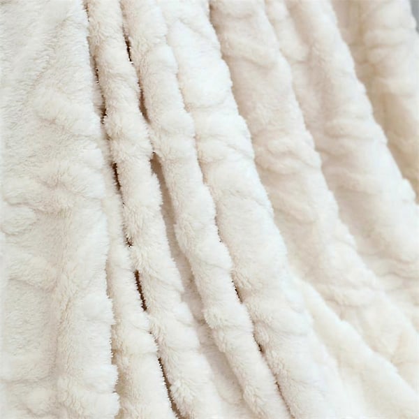 Beige Sherpa Fleece Babyfilt, Tjock Jacquardfilt, Mysig, Varm, Vändbar, Lättviktig, Mjuk och Fluffig, Camping- och Resefilt för Co
