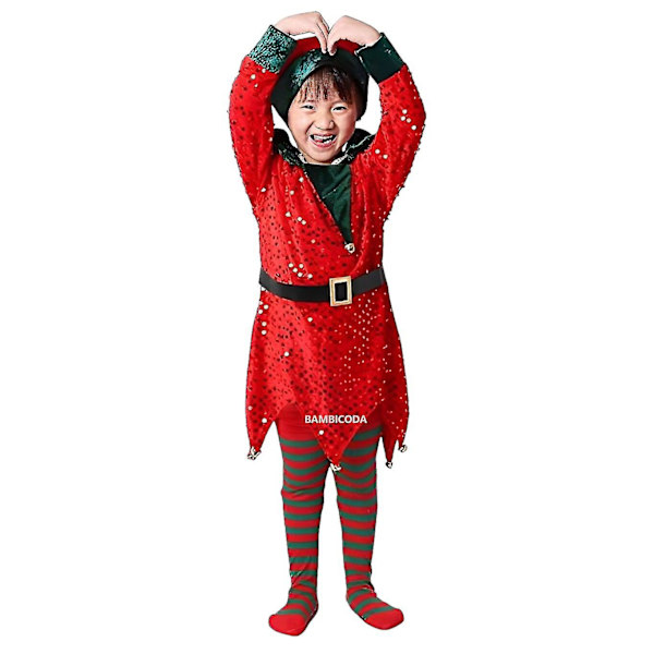 Tomtetjejer Juldräkt Jul Barn Jultomte Kostym Kläder Festklänning Set För Barn Nyår Jultomte Set style 1 4T(110)