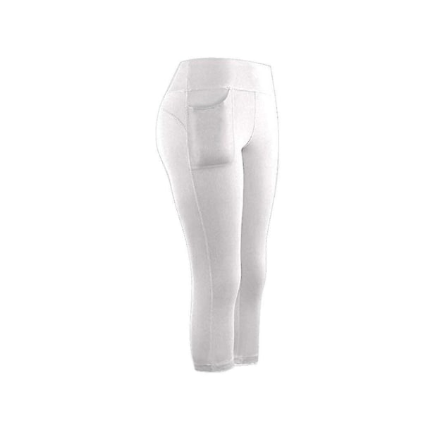 Tflycq Kvinder Stretch Yoga Leggings Fitness Løbe Gym Sportslommer Aktive Bukser White M