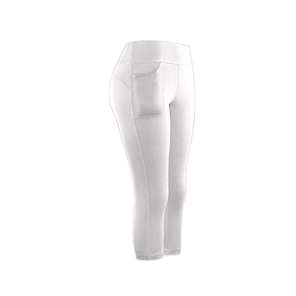 Tflycq Kvinner Stretch Yoga Leggings Fitness Løpe Gym Sportslommer Aktive bukser White S