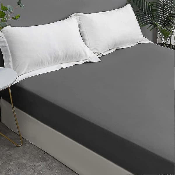 Dra-på-lakan 140x190/200cm Grå 100% Bomull 300 Tc Elastisk Kant 30cm_s