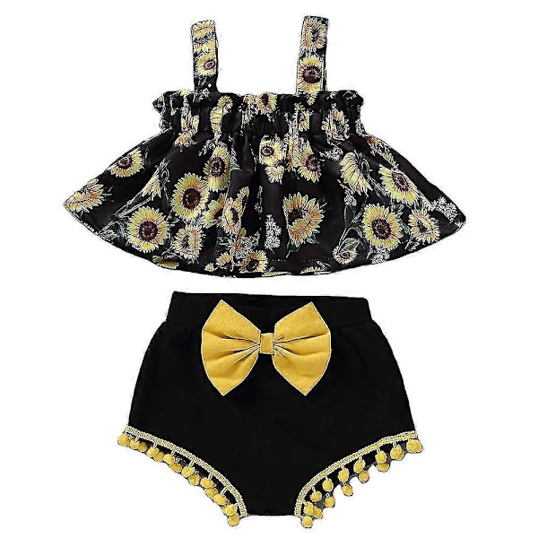 Nyfödd Spädbarn Baby Flickor Kläder Axelbandslösa Blommiga Toppar Shorts Sommarset