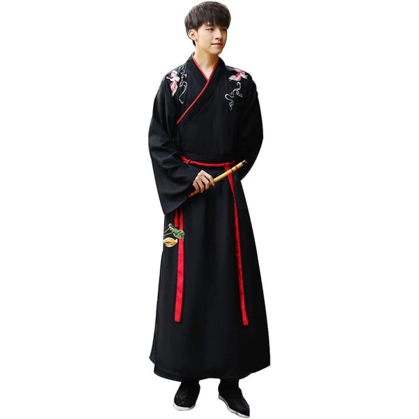Mænd Hanfu Traditionelt kinesisk ældgammelt tøj Kung Fu Halloween Cosplay Broderi Outfits Lærde Swordsman Fancy Dress L 1e49 | L |