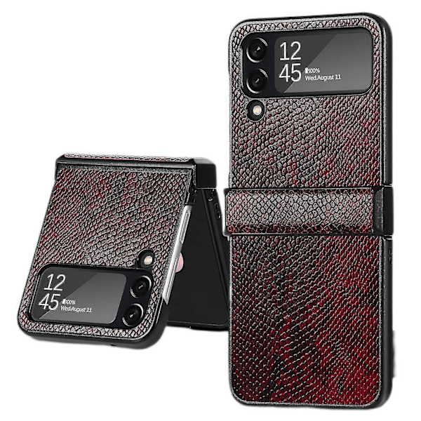 För Samsung Galaxy Z Flip 3 Läderfodral Med Gångjärnsskydd, Slimmad Tunn Stöttålig Fullkroppsskyddande Mobilskal
